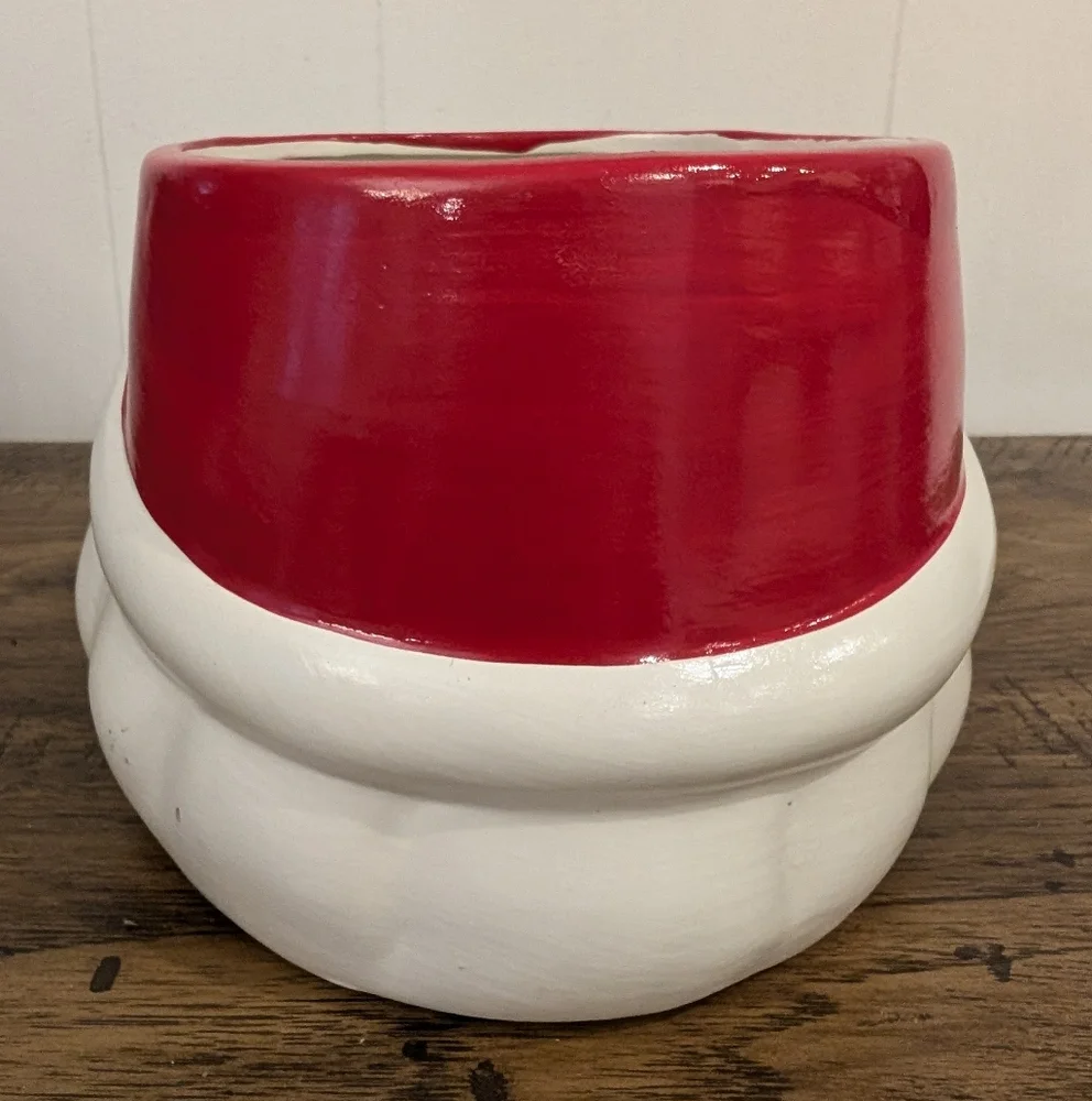 VTG Santa Claus Ceramic Head Christmas Planter, Jar, Centerpiece Decor Art